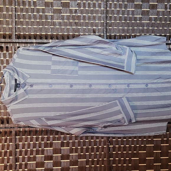 Tahari Gray Striped Button Down Sleepwear - Picture 1 of 5